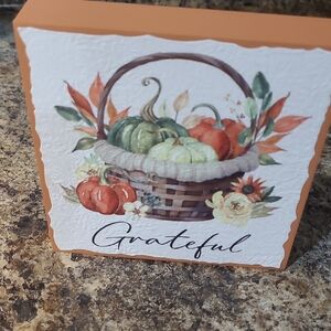'Grateful' Autumn Harvest Basket Decor